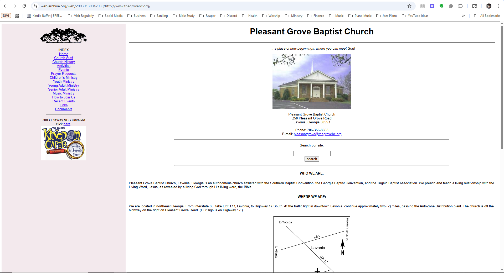 Hill Street Baptist Church Website Screenshot